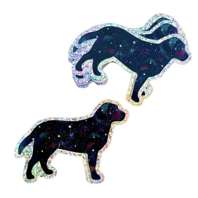 Galaxy Dog Sparkle Small Vinyl Sticker - Decal Waterproof For Water Bottle, Laptop, Car, RV, Truck, SUV