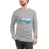 North Carolina State Shape with Blue Ridge Mountains - Support Hurricane Helene Unisex Long Sleeve T-Shirt