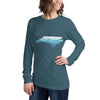 North Carolina State Shape with Blue Ridge Mountains - Support Hurricane Helene Unisex Long Sleeve T-Shirt