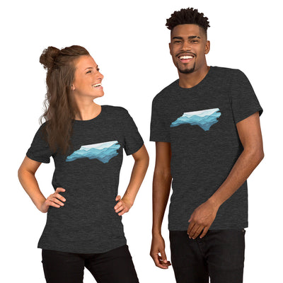 North Carolina State Shape with Blue Ridge Mountains - Support Hurricane Helene Unisex Short Sleeve T-Shirt