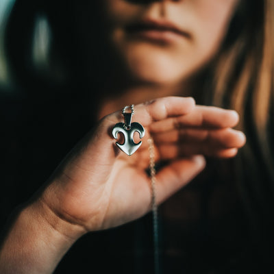 Dog Necklace: Silver Heart Nose